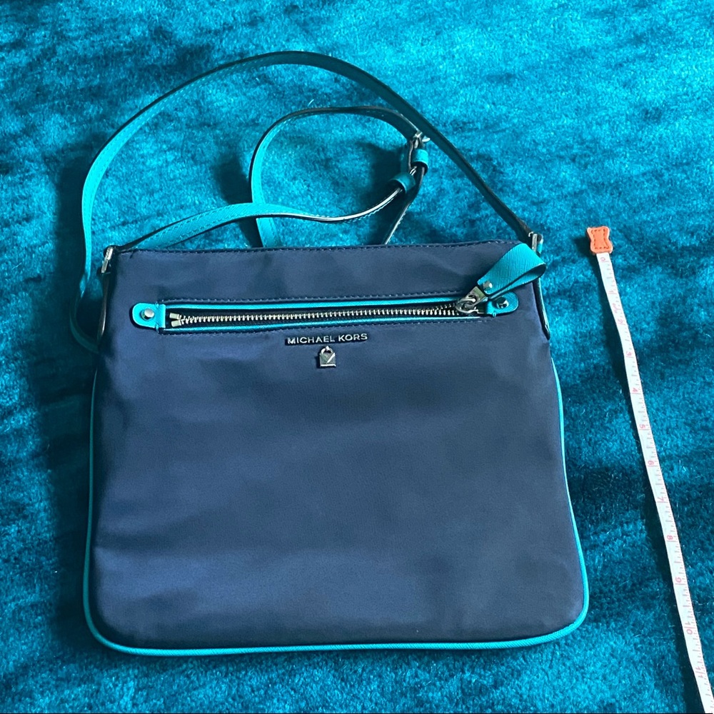 Michael Kors navy/aqua nylon crossbody bag